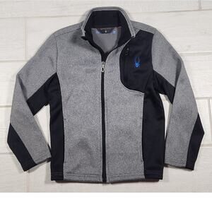 Spyder Zip Jacket Kids Boys Size Small 7/8 Black Gray Blue Performance Fleece